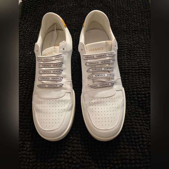 Versace Other - Authentic Versace White Leather Logo Lace-Up Trainers with Branded Laces
